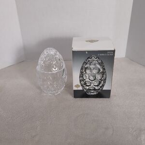 Shannon 24% Lead Crystal Egg Shaped with Lid / Trinket or Candy Jar. 6” tall